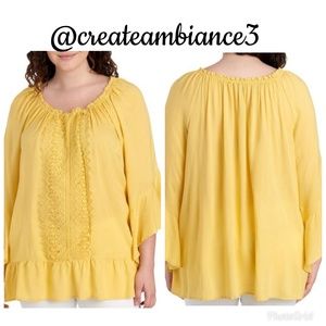 Lace Front Peasant Top